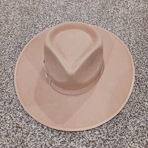 Wide brim fedora hat Tan